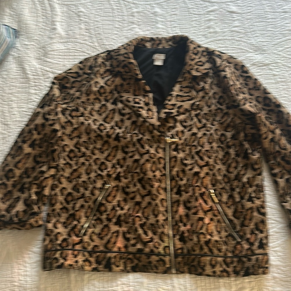 Chicos size 3 leopard lined jacket